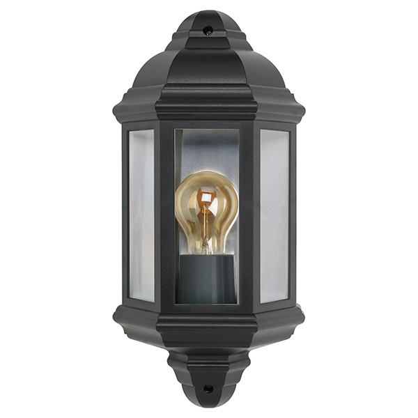 Retro Vintage Half Lantern in Black (Lamp Not Included) 